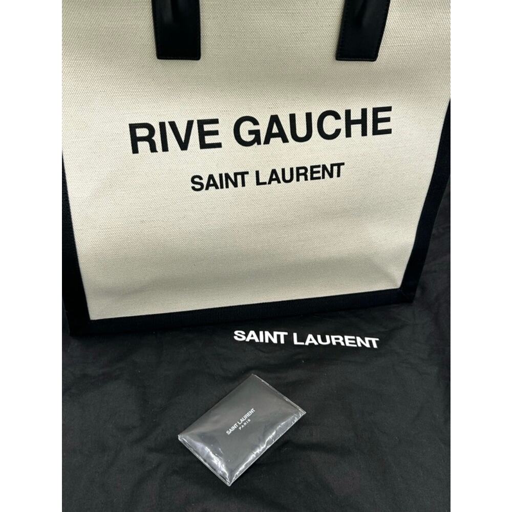 Saint Laurent RIVE GAUCHE canvas/leather tote bag made in Italy NWT - Picture 6 of 13